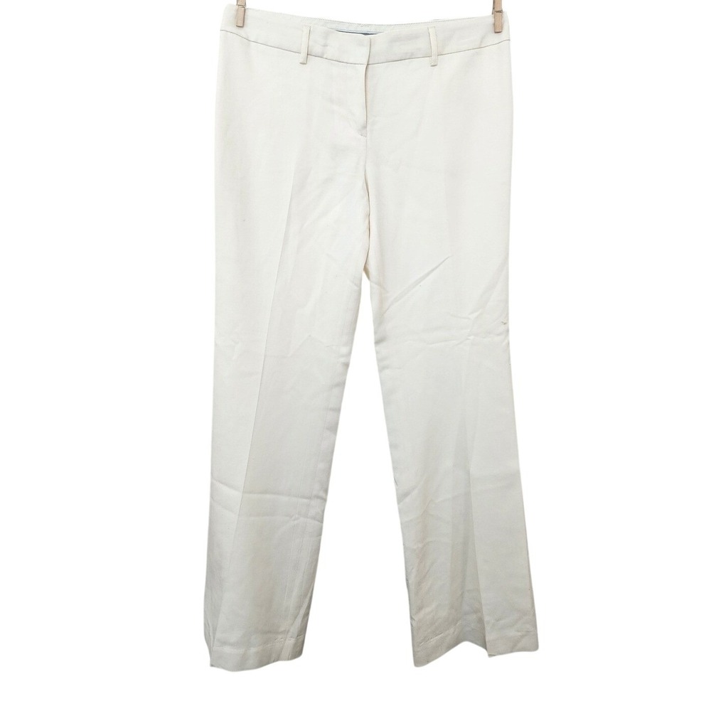 Express Design‎ Studio Editor Cream Wool Blend Silk Stripe Tuxedo Pants Size 6